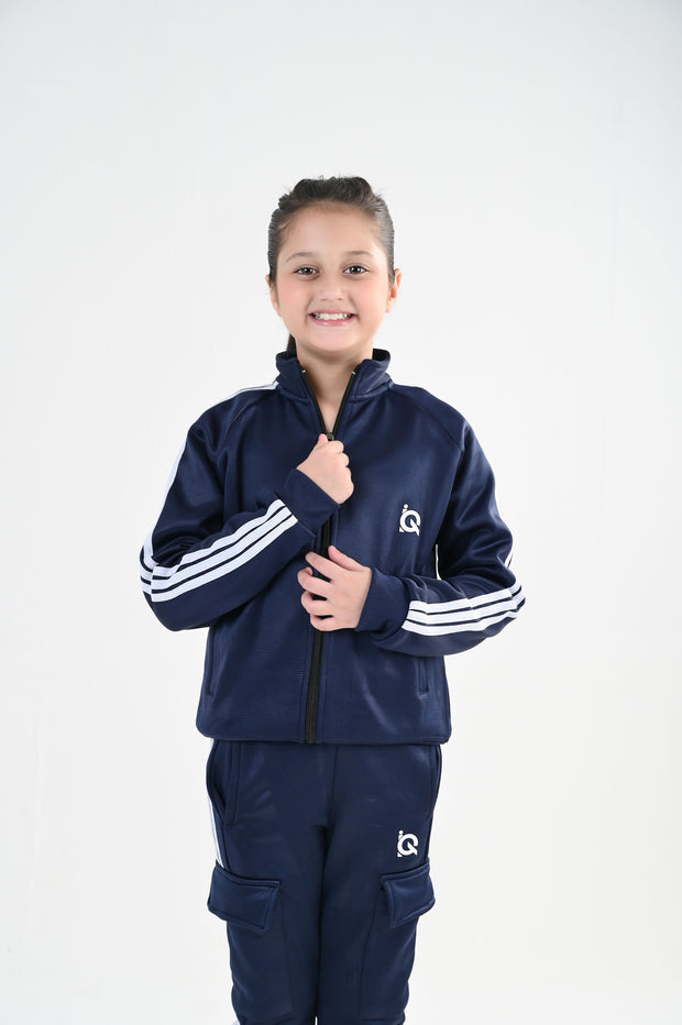 Navy Streak Zipper-Unisex Kids