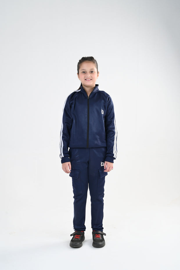 Navy Streak Zipper-Unisex Kids