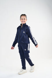 Navy Streak Zipper-Unisex Kids