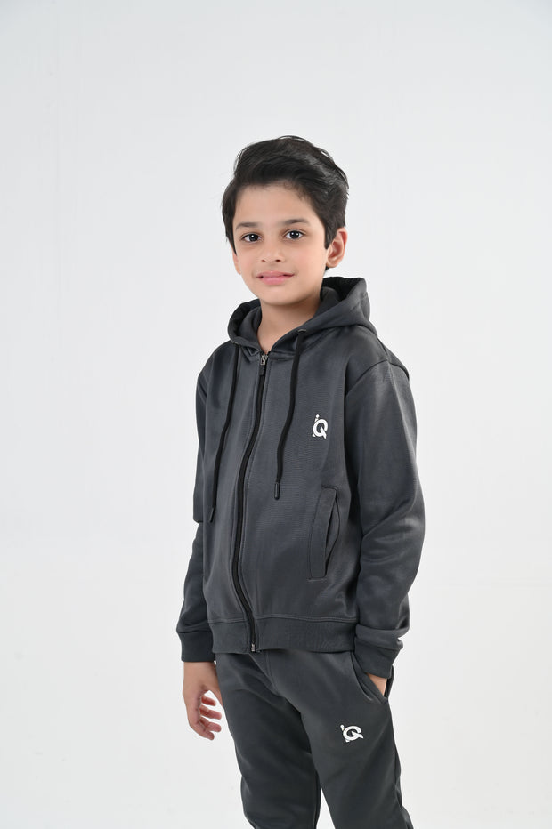 Grey Zip Hoodie Tracksuit-Unisex Kids