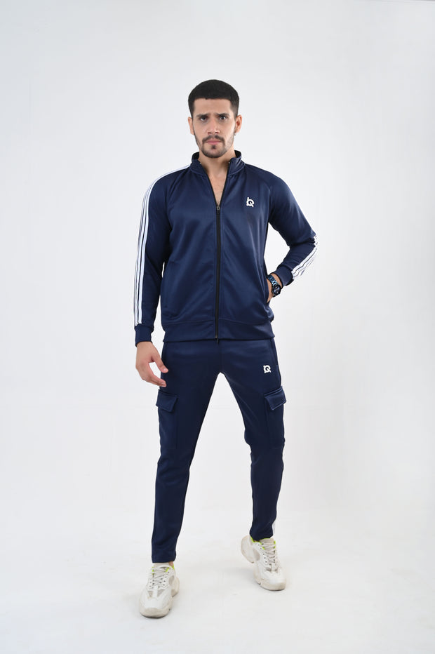 Navy Streak Zipper Tracksuit