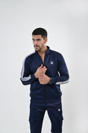 Navy Streak Zipper Tracksuit