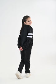 Contrast Band Zipper Tracksuit-Unisex Kids