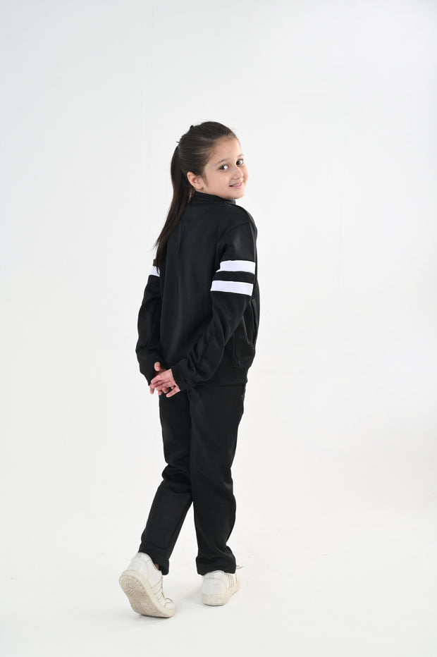 Contrast Band Zipper Tracksuit-Unisex Kids