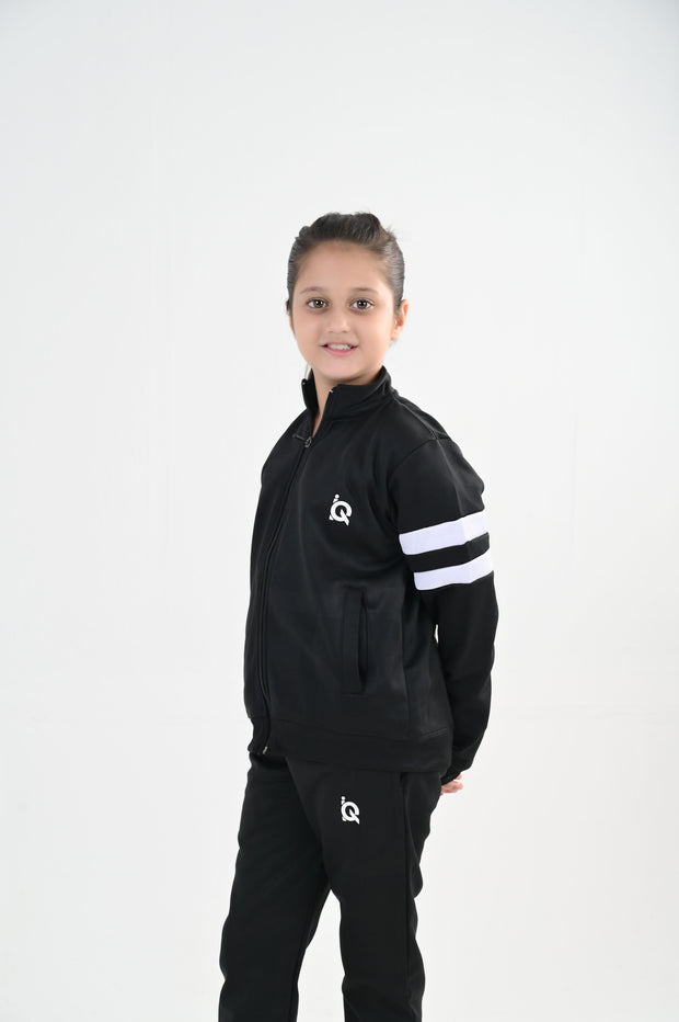 Contrast Band Zipper Tracksuit-Unisex Kids