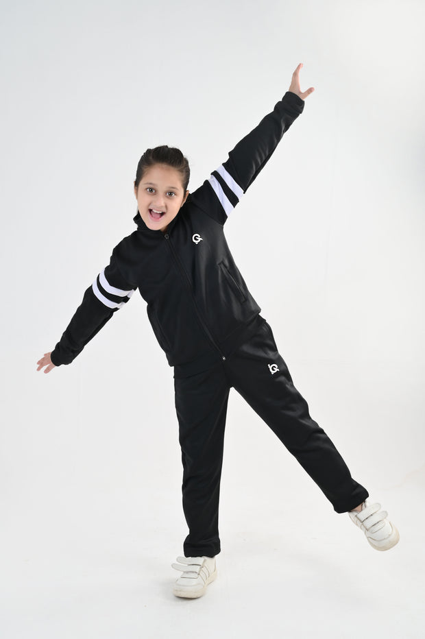 Contrast Band Zipper Tracksuit-Unisex Kids