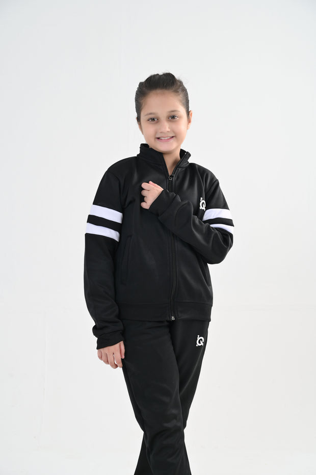 Contrast Band Zipper Tracksuit-Unisex Kids